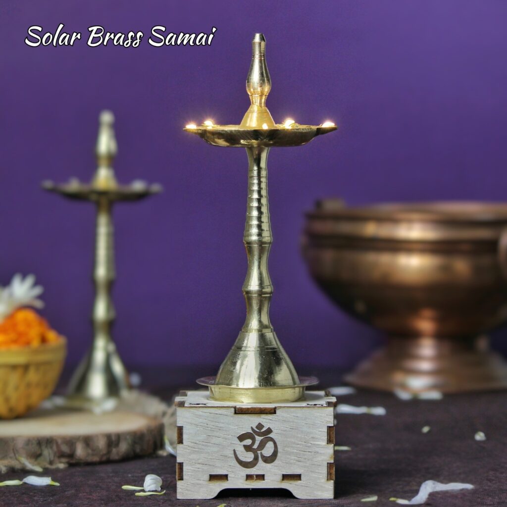 solar brass diya