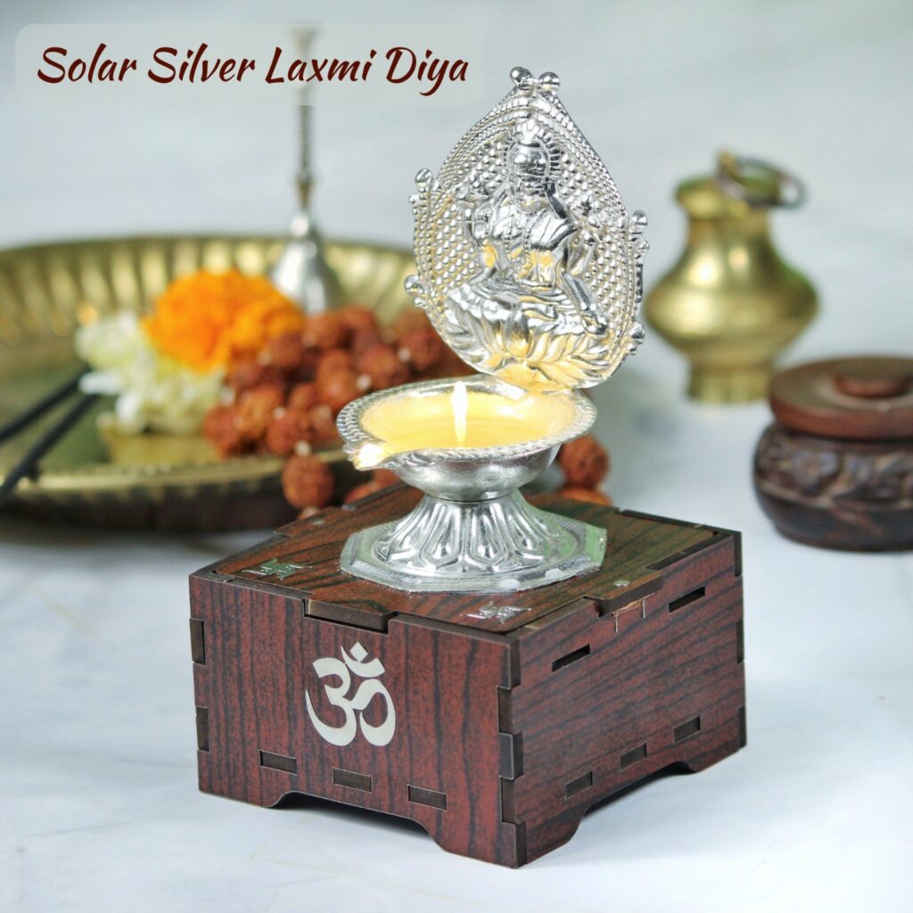 solar silver laxmi diya